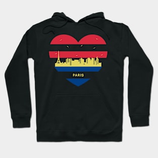 France Skyline cityscape Heart Shape Birds Flying Paris Hoodie